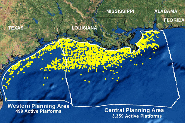 Gulf of mexico oil wells